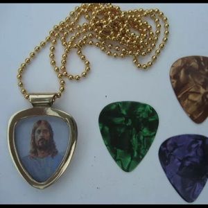 Jesus Pick + Pickbay EcoBrass Guitar PICK Necklace